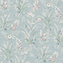 Laura Ashley Mosedale Posy Made To Measure Curtains Dark Duck Egg Blue Sample Image