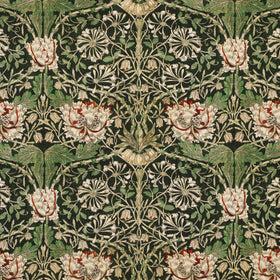 William Morris Honey Suckle Printed Cotton Fabric Green