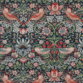 William Morris Strawberry Thief Printed Cotton Fabric Blue