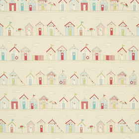 Beach Huts Fabric Pink