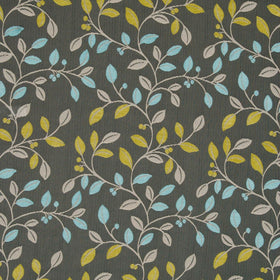 Cipriani Floral Curtain Fabric Grey/Duckegg 03