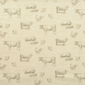 Farmyard Curtain Fabric Roll End 2m Charcoal