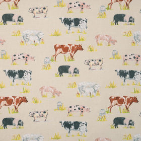 Farmyard Curtain Fabric Roll End 1.29 Charcoal