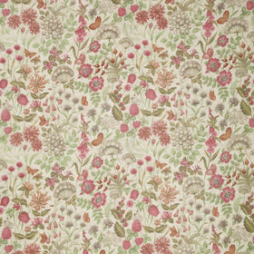 Field Flowers Curtain Fabric Rouge