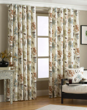 Penelope Ready Made Eyelet Curtains Natural
