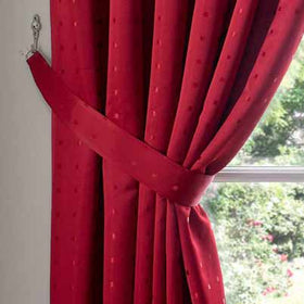 Madison Ready Made Lined Eyelet Curtains Red
