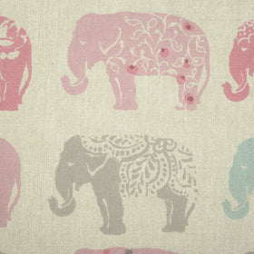 Elephants Curtain Fabric Pastel