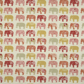Clarke & Clarke Elephants Fabric Spice