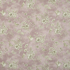 Finch Toile Curtain Fabric Rose