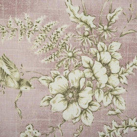 Finch Toile Curtain Fabric Rose