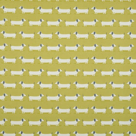 Hound Dog Curtain Fabric Roll End 2 Ochre