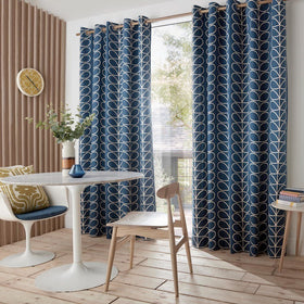 Orla Kiely - Linear Stem Ready Made Eyelet Curtains Whale