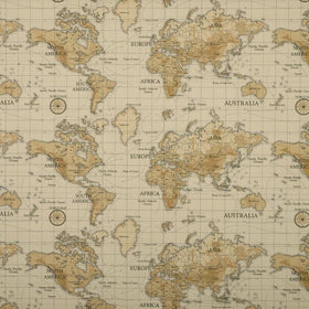 Maps Curtain Fabric Roll End 2m Multi