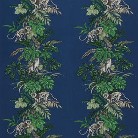 Monkeying Around Curtain Fabric Marine