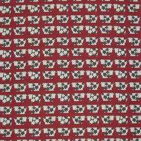 Moo Moo Curtain Fabric Scarlet