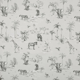 Safari Curtain Fabric African Grey