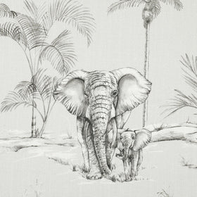 Safari Curtain Fabric African Grey
