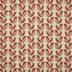 Scandi Birds Curtain Fabric Scarlet