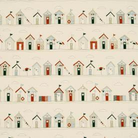 Beach Huts Fabric Blue