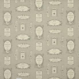 Vintage Labels Curtain Fabric Charcoal
