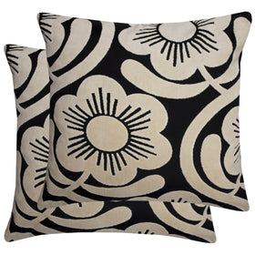 Orla Kiely Velvet Apple Blossom Feather Filled Cushion 50cm x 50cm Noir