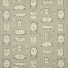 Vintage Labels Curtain Fabric Charcoal