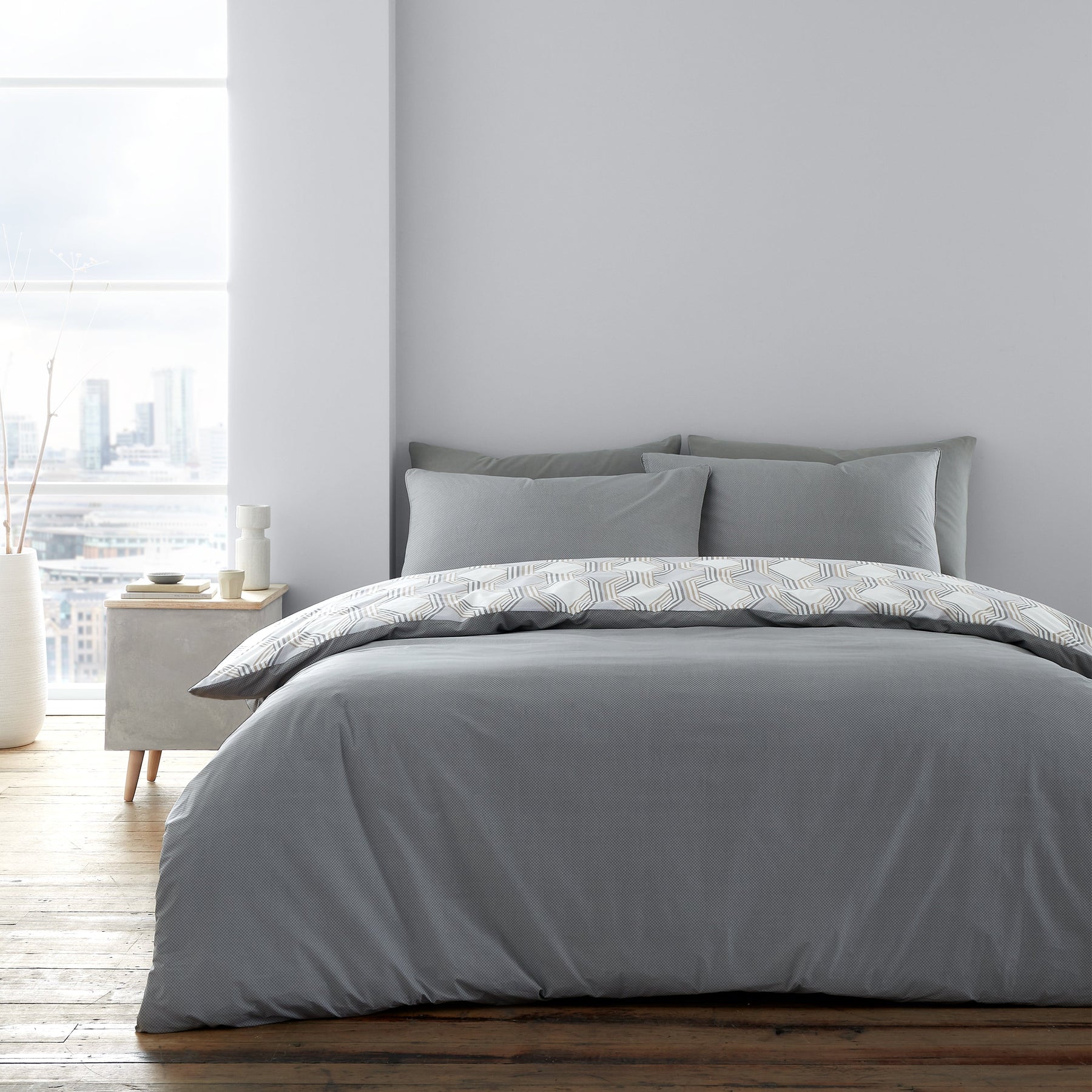 Bianca Atticus Geometric Bedding Set Grey