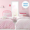 Catherine Lansfield Hearts and Stripes Two Pack Bedding Set Pink White