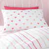 Catherine Lansfield Hearts and Stripes Two Pack Bedding Set Pink White
