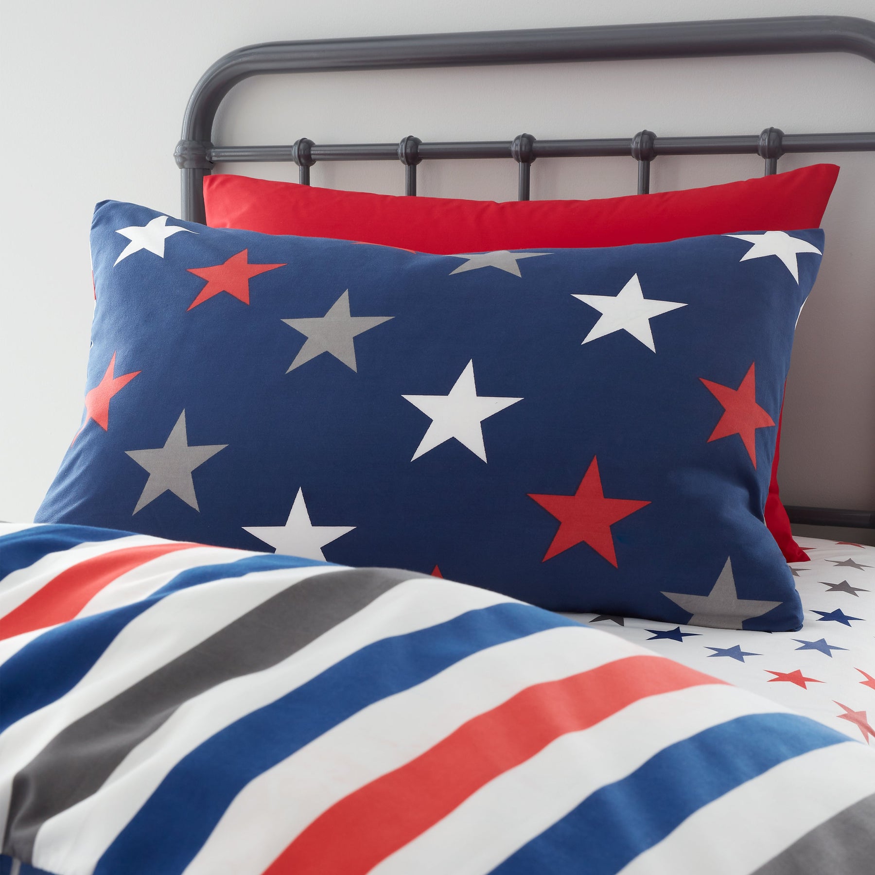 Catherine Lansfield Stripes and Stars Two Pack Bedding Set Blue White