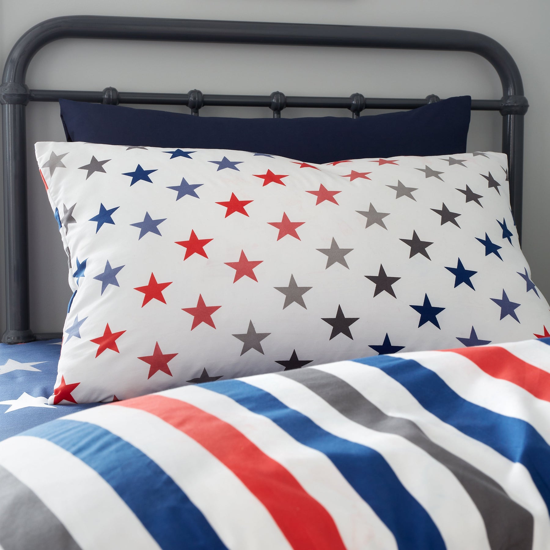 Catherine Lansfield Stripes and Stars Two Pack Bedding Set Blue White