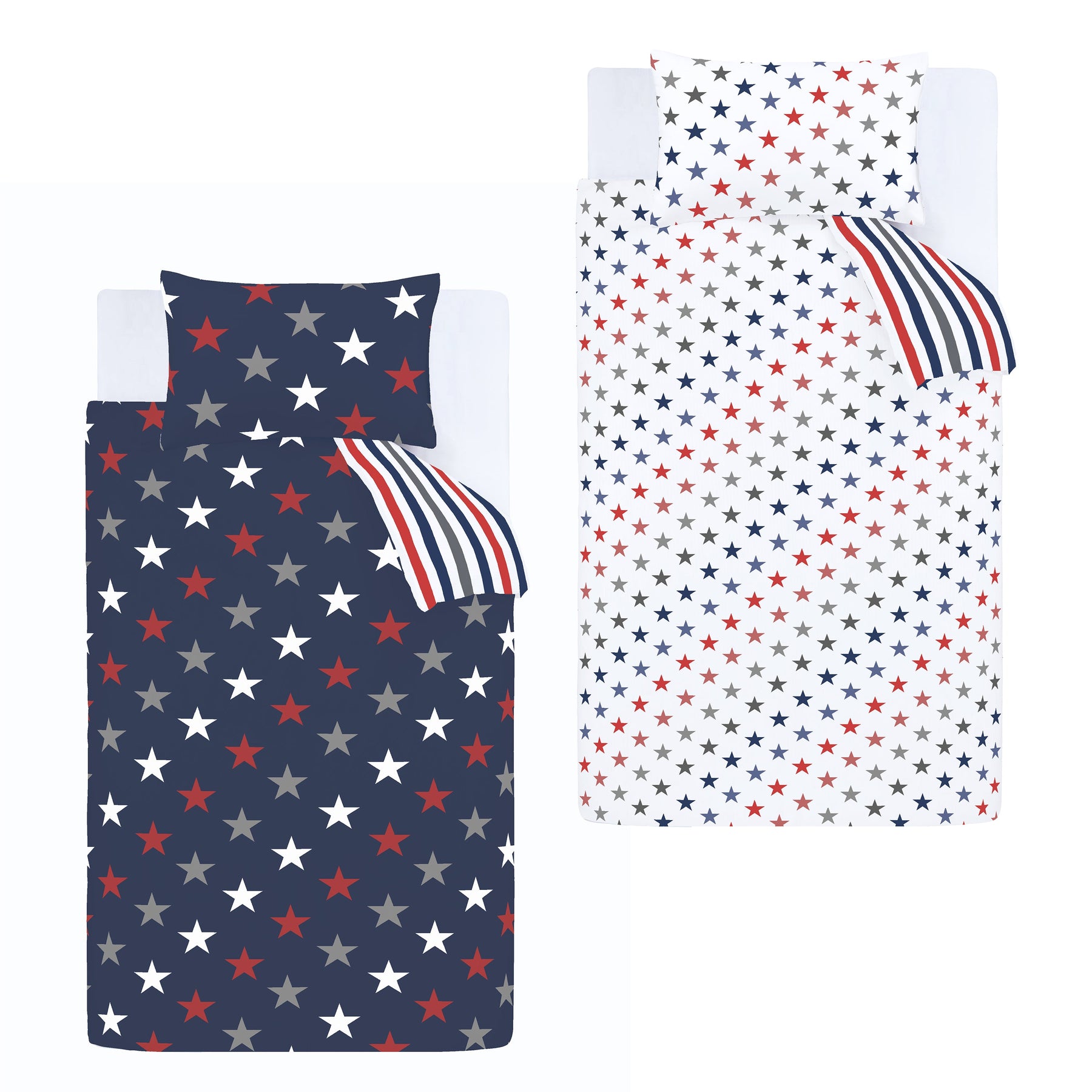 Catherine Lansfield Stripes and Stars Two Pack Bedding Set Blue White