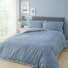 Catherine Lansfield Oslo Textured Trim Bedding Set Denim Blue