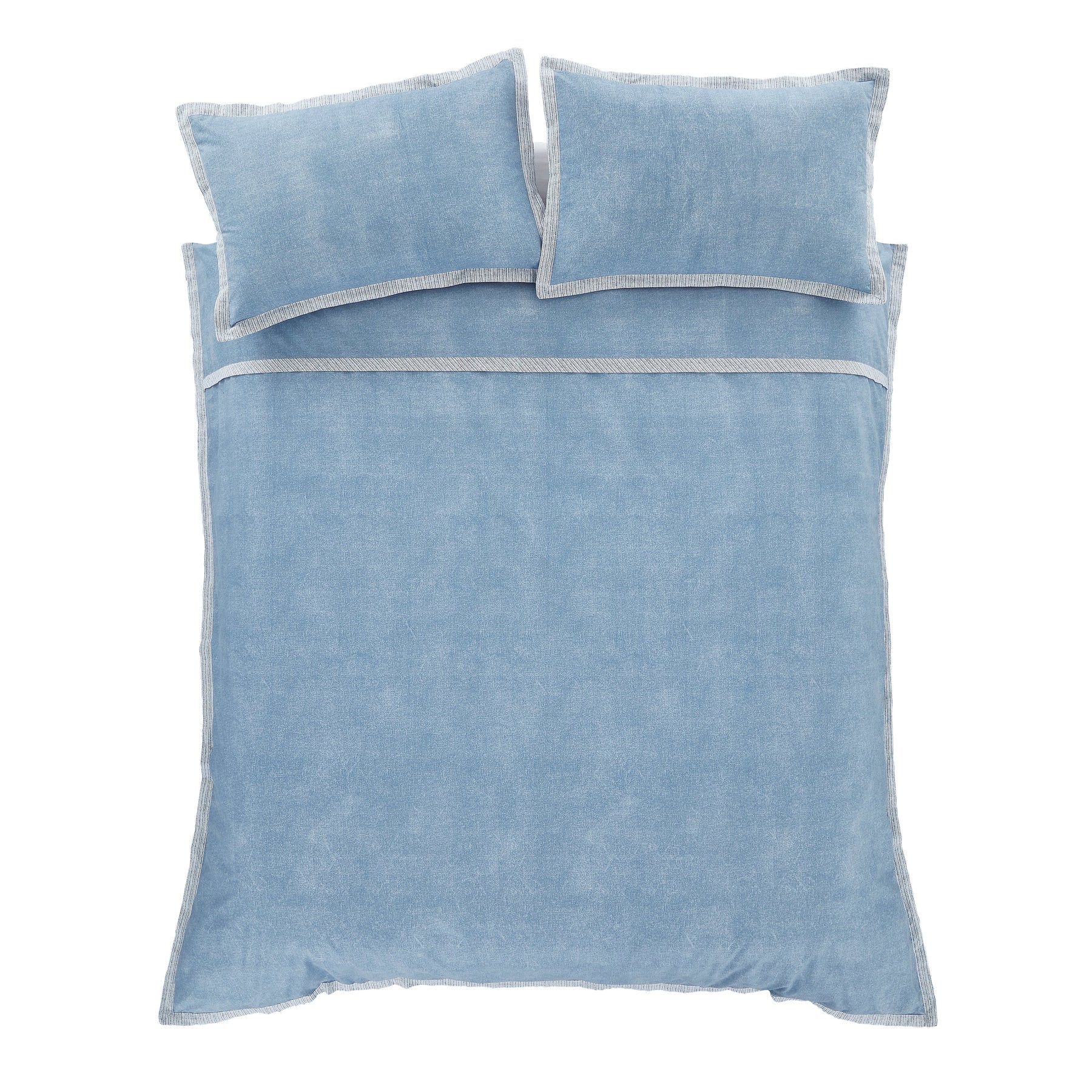 Catherine Lansfield Oslo Textured Trim Bedding Set Denim Blue