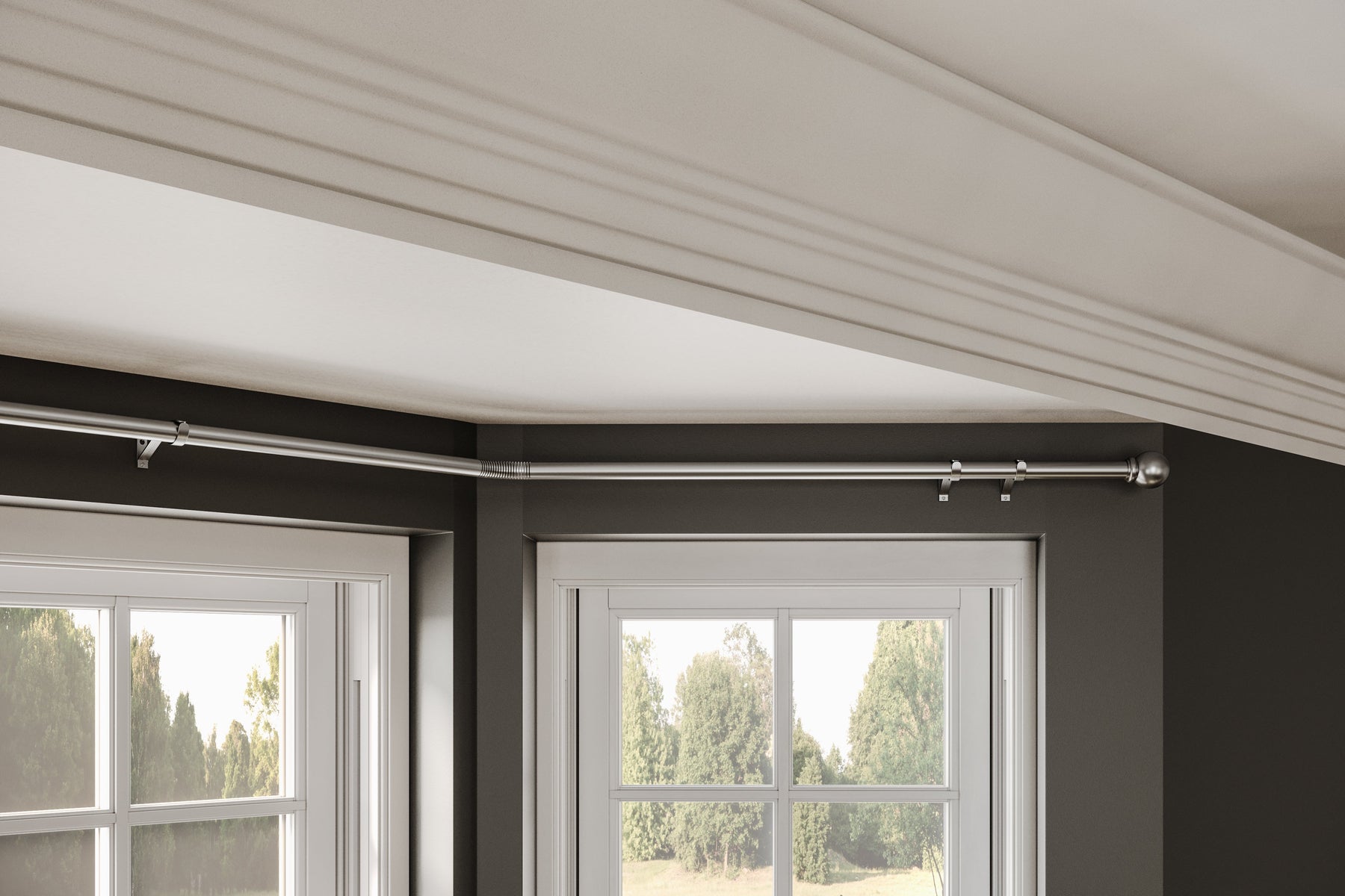 3 Sided Eyelet Bay Pole 400cm Satin Silver