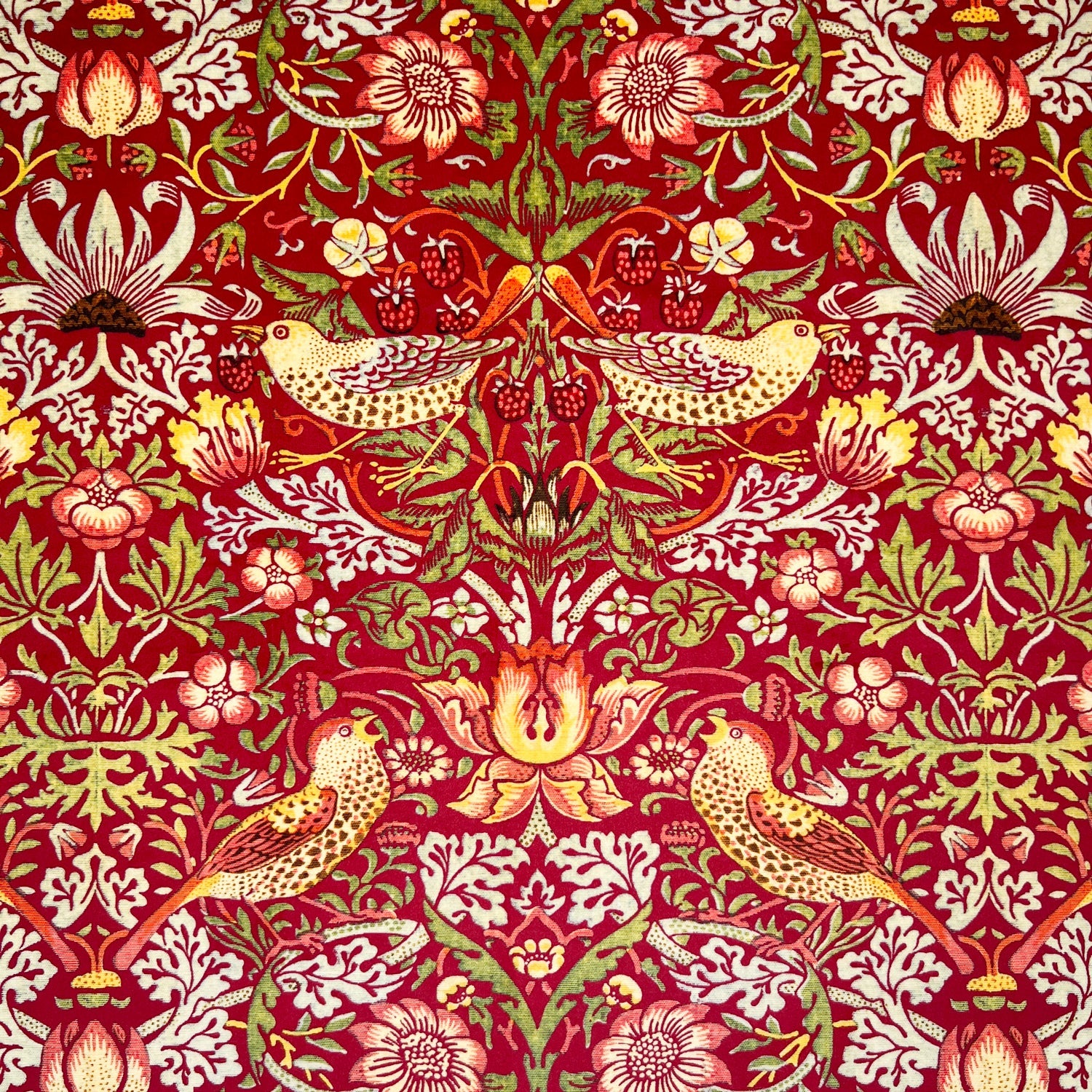 William Morris Strawberry Thief Velvet Fabric Wine
