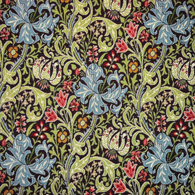 William Morris Golden Lily Tapestry Fabric Ebony