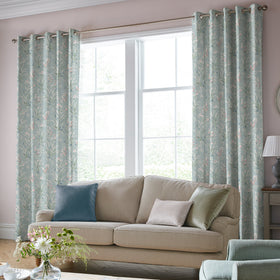 Laura Ashley Mosedale Posy Made To Measure Curtains Dark Duck Egg Blue