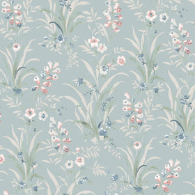 Laura Ashley Mosedale Posy Made To Measure Curtains Dark Duck Egg Blue Sample