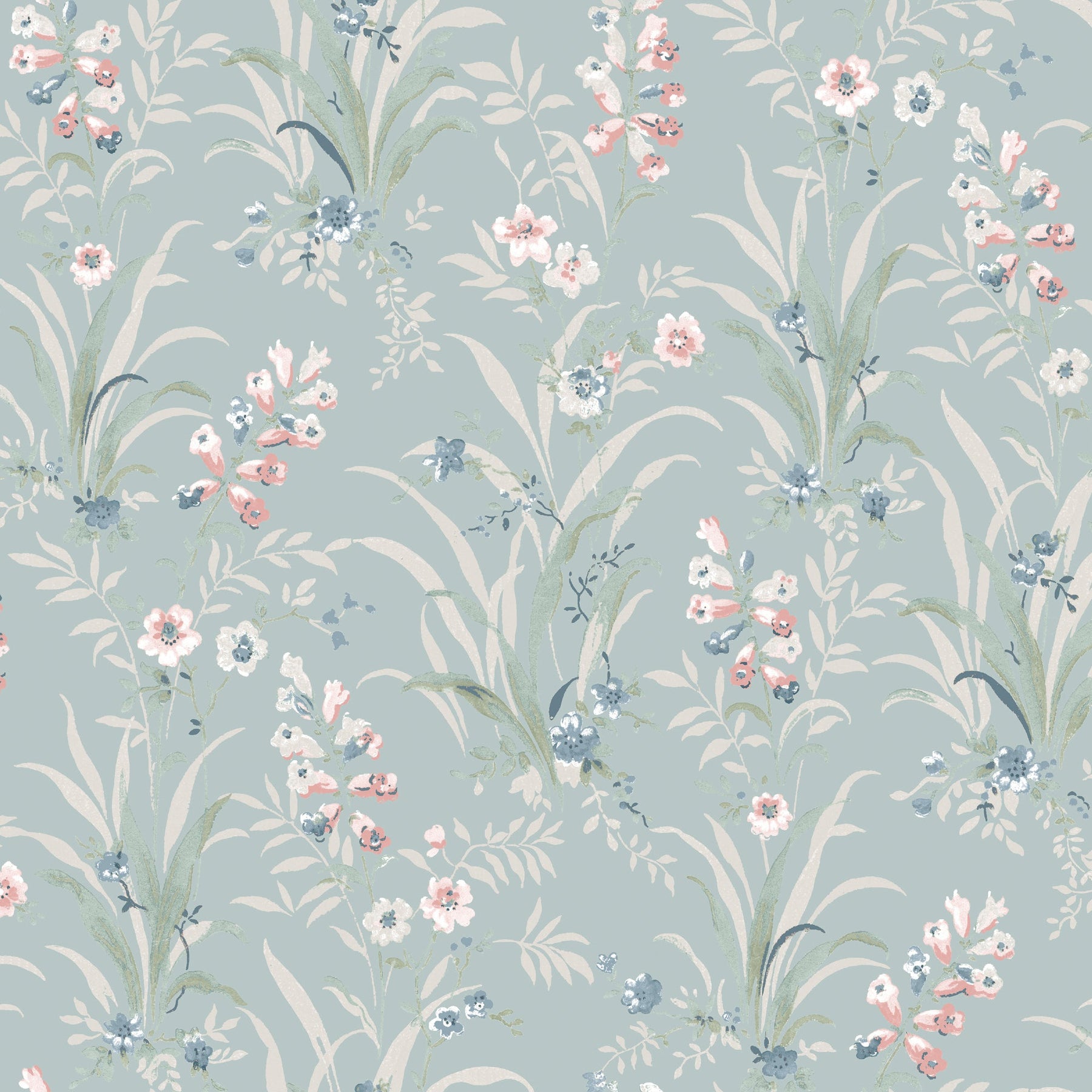 Laura Ashley Mosedale Posy Made To Measure Curtains Dark Duck Egg Blue Sample