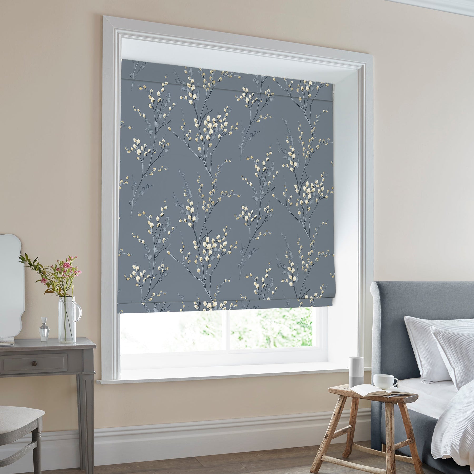 Laura Ashley Pussy Willow Made To Measure Roman Blind Dark Seaspray