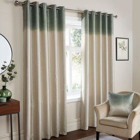 Ombre Strata Ready Made Eyelet Curtains Green