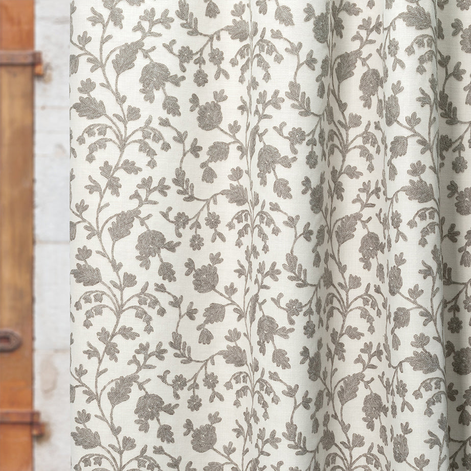 Fibre Naturelle Lucca Embroidered Fabric Mink