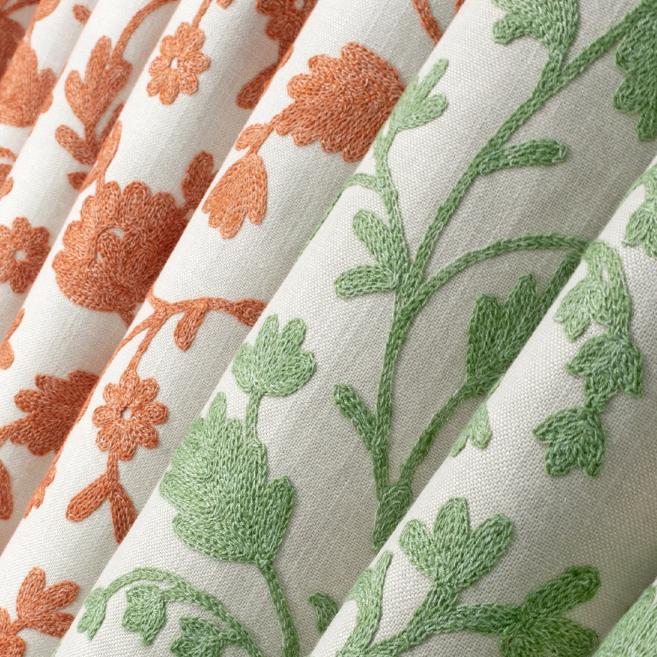 Fibre Naturelle Lucca Embroidered Fabric Sunset