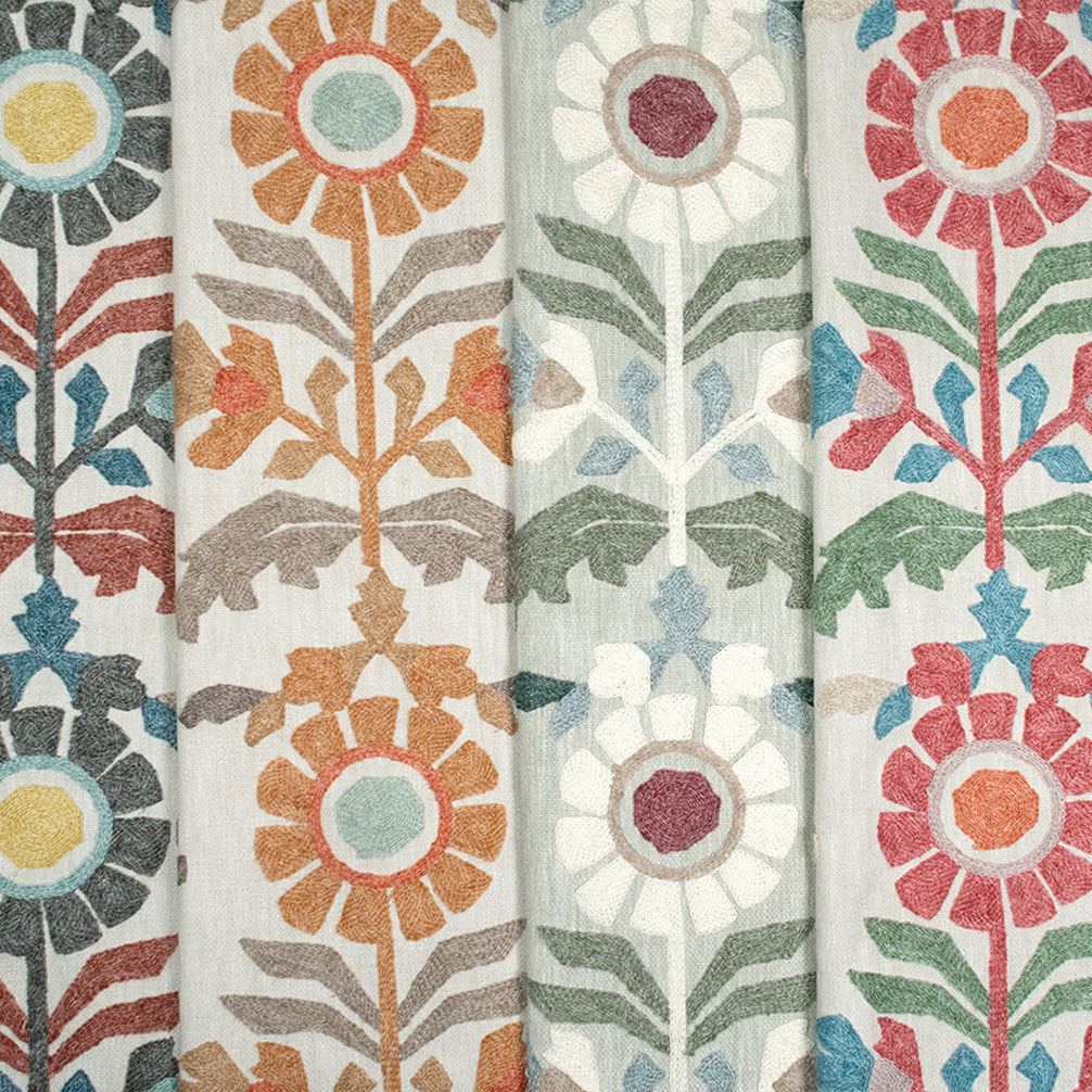 Fibre Naturelle Oslo Embroidered Fabric Cinnamon