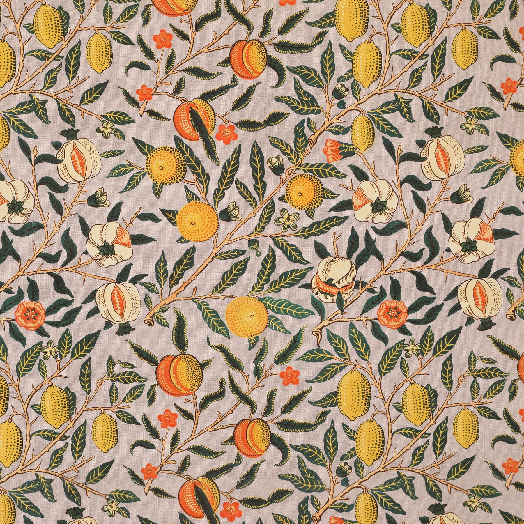 William Morris Fruit Orange Printed Cotton Fabric Orange