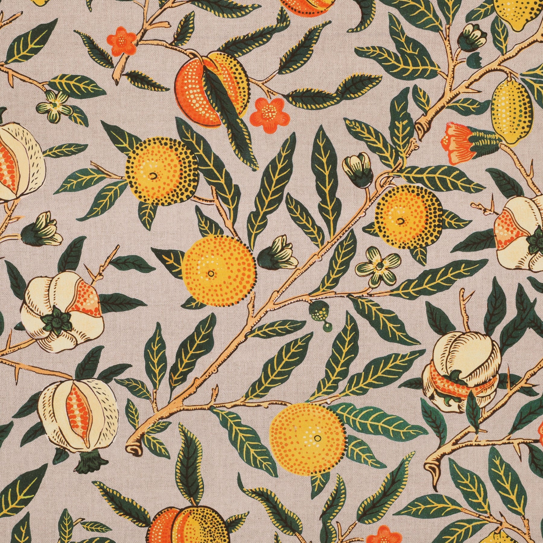 William Morris Fruit Orange Printed Cotton Fabric Orange
