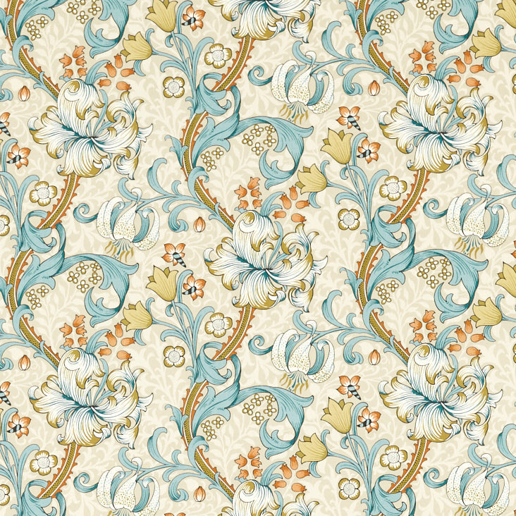 Golden Lily Fabric Linen Teal