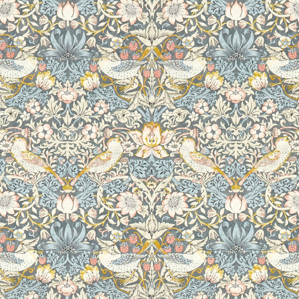 Strawberry Thief Fabric Slate Blush