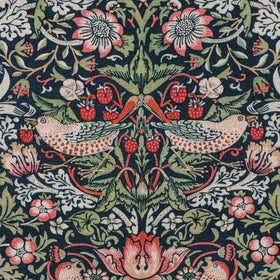 William Morris Strawberry Thief Printed Cotton Fabric Blue